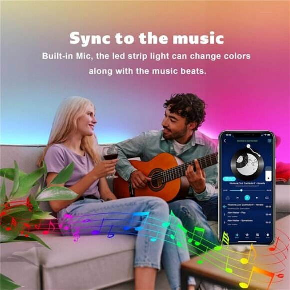 100ft Led Lights for Bedroom 2 Rolls 50ft Smart RGB Led Strip Lights Decoration - Picture 6 of 8